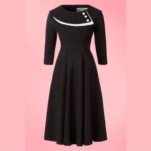 Hell Bunny Vixen 50’s Style Retro Black & White A-Line Cocktail Dress Size 2XL